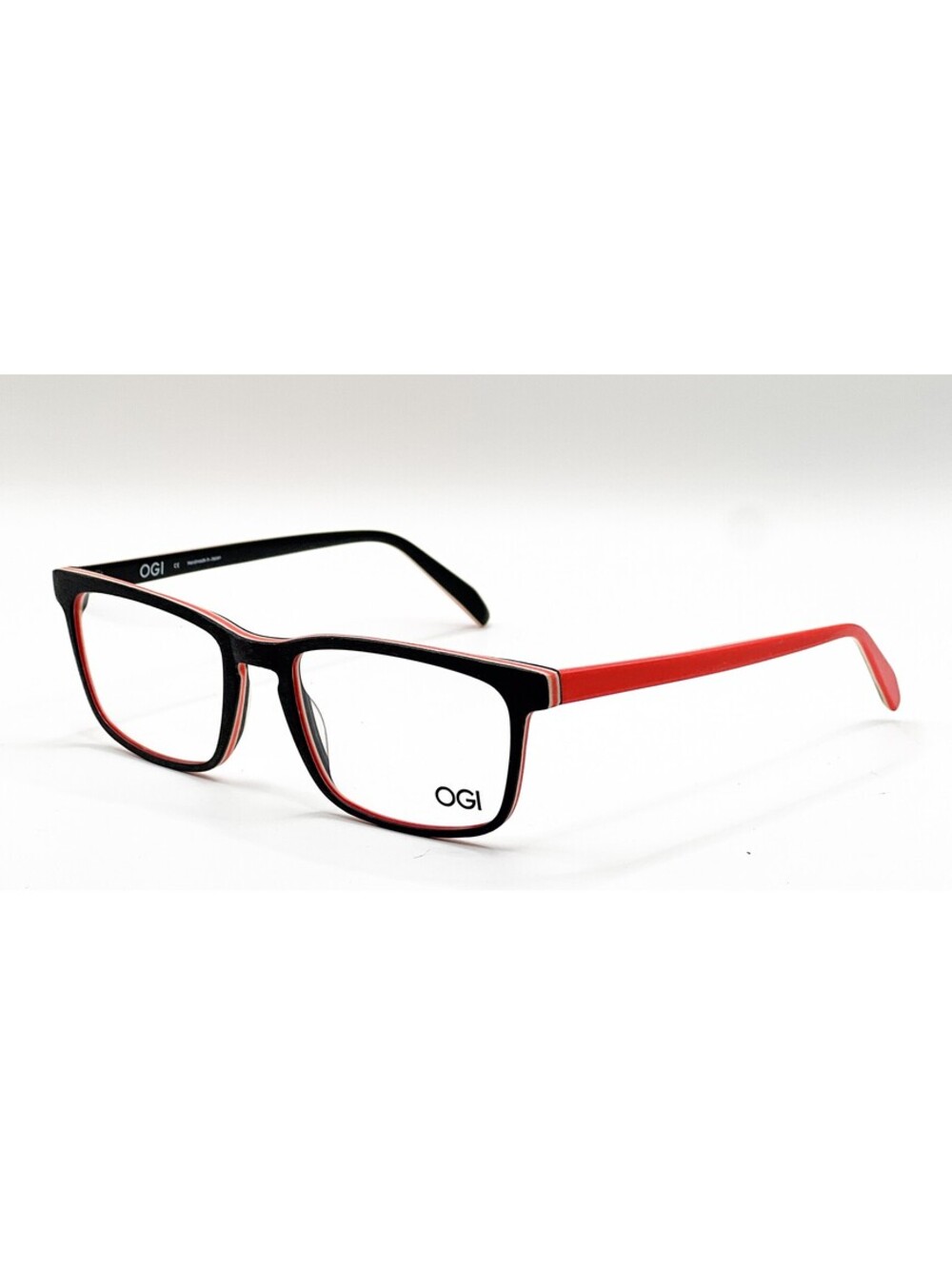Ogi Breezers 447 Black Wood Neon Orange Rectangle Eyeglass Frames 53-19-145